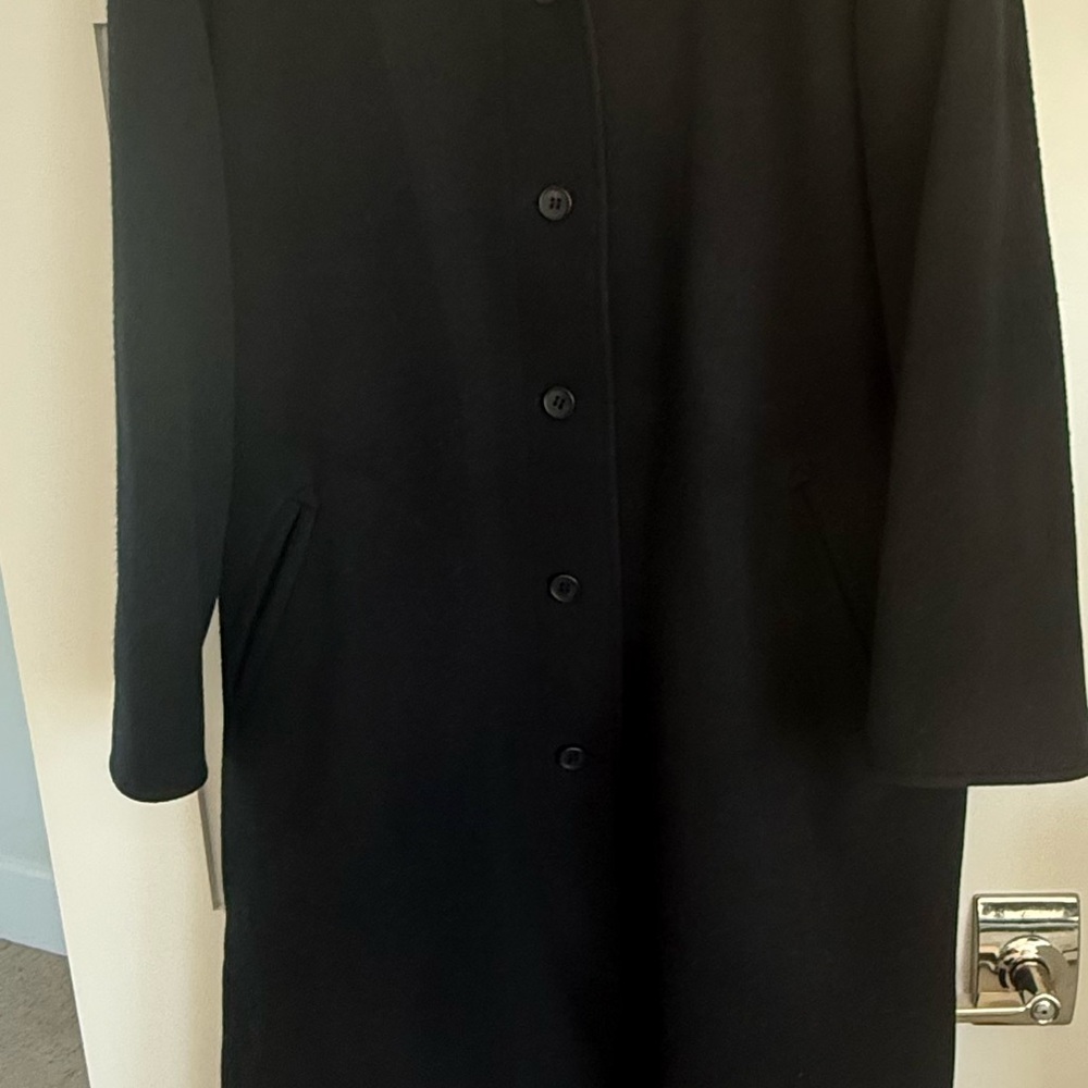 Jaeger London Black Wool Camel Hair Coat Minimalist Long UK 8 US medium - Picture 5 of 6